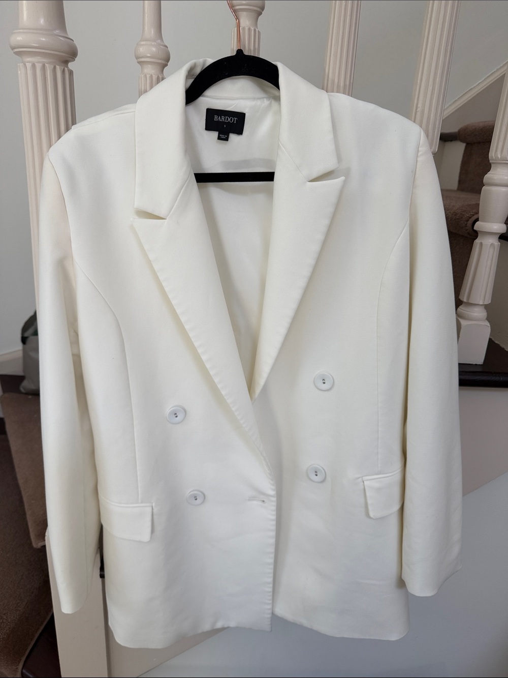 Women’s Bardot Ivory Double-Breasted Blazer with Notch Lapel